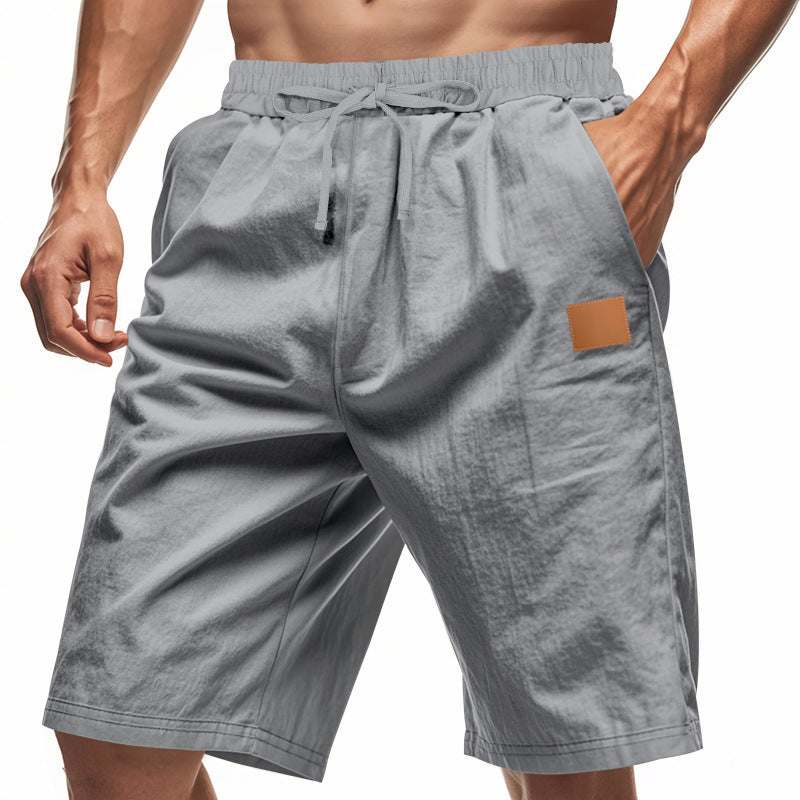 Solid-color Mens Plus-size Thin Linen Breathable Beach Sports Casual - T&A enterprises