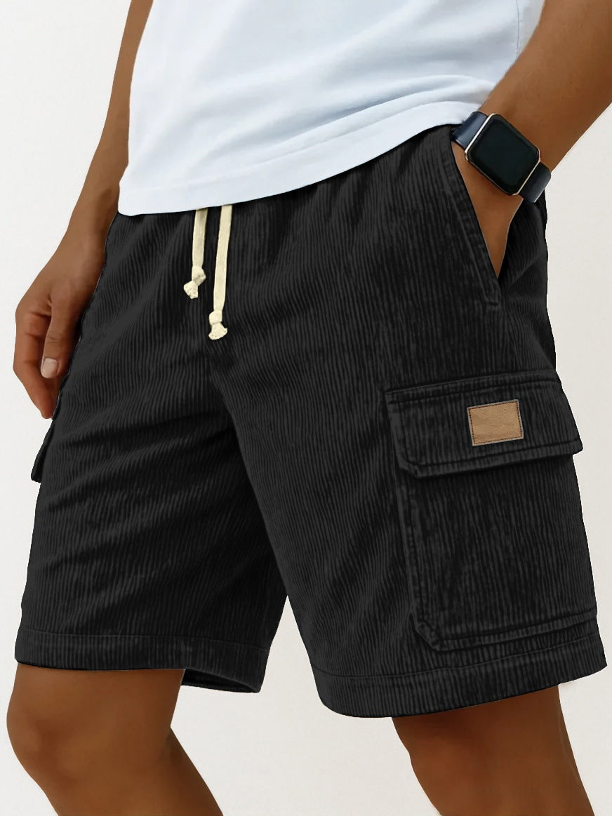 Versatile 3D Bag Mens Drawstring Corduroy Side-Pocket Shorts - T&A enterprises