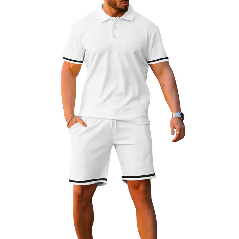 Lapel Short-sleeved Shorts Two-piece Sports And Leisure Men&