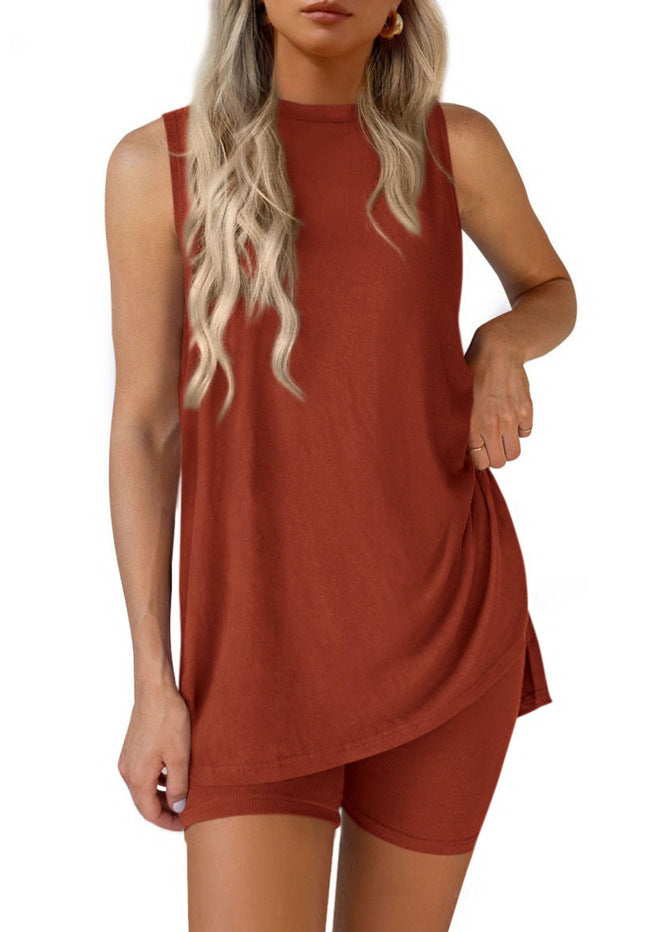 New Womens Summer Tank Top And Elastic Shorts Casual Set - T&A enterprises