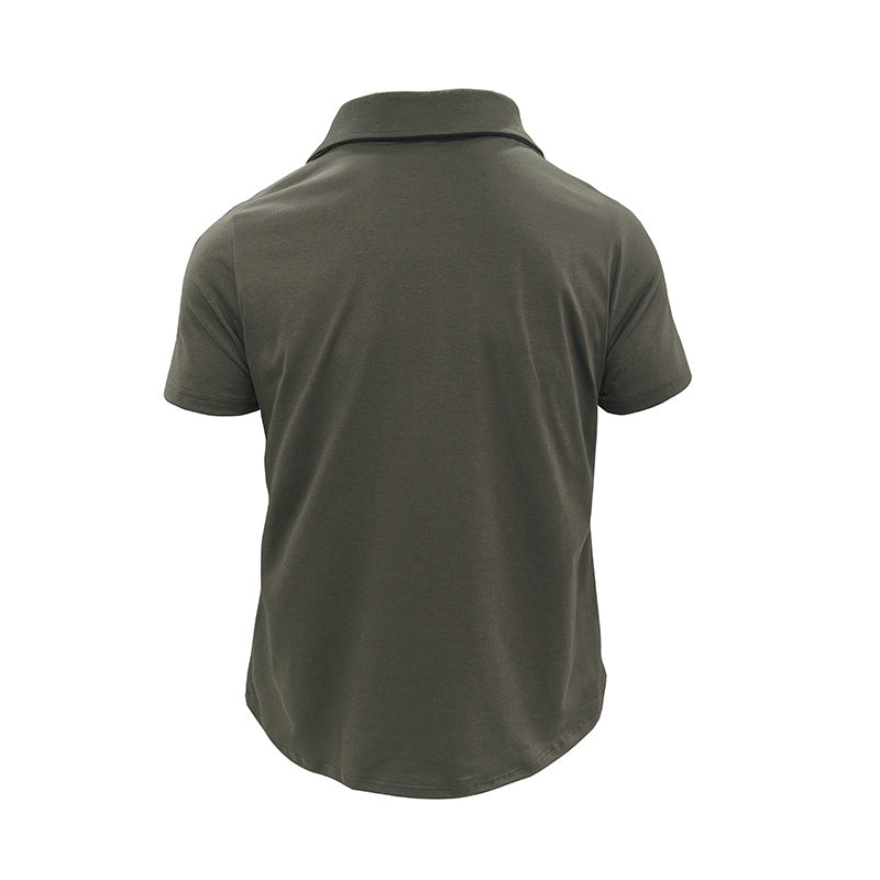 Summer Lapel Button Polo Shirt With Pockets Outdoor Fashion Short Sleeve Tops For Men Clothing - T&A enterprises