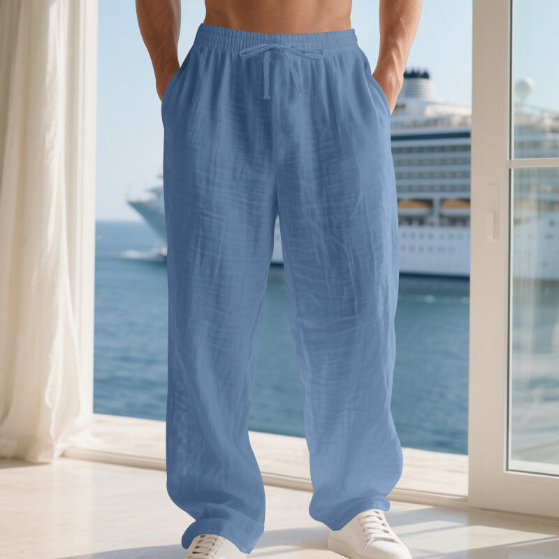 Linen Solid Color American Autumn Weiyi Casual Men&