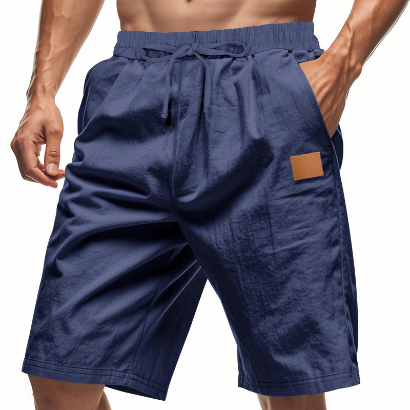 Solid-color Mens Plus-size Thin Linen Breathable Beach Sports Casual - T&A enterprises