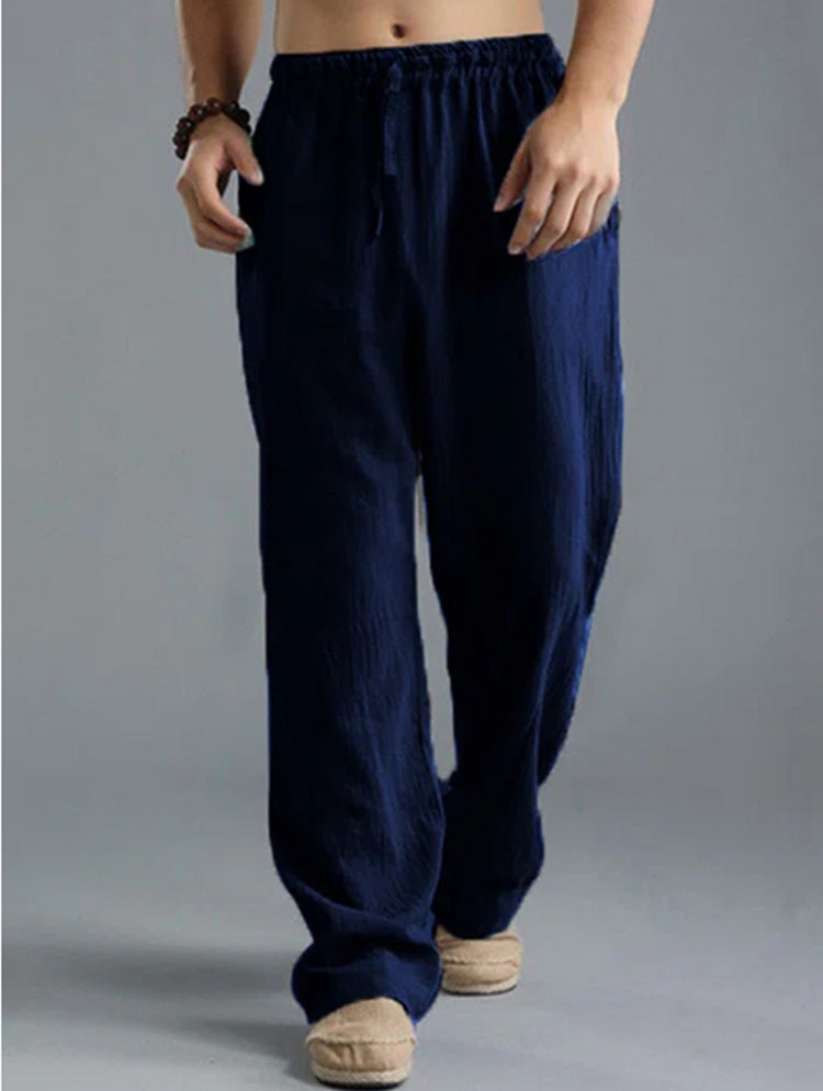 Linen Leisure Trousers - Versatile Khaki, Black, Blue & White - T&A enterprises
