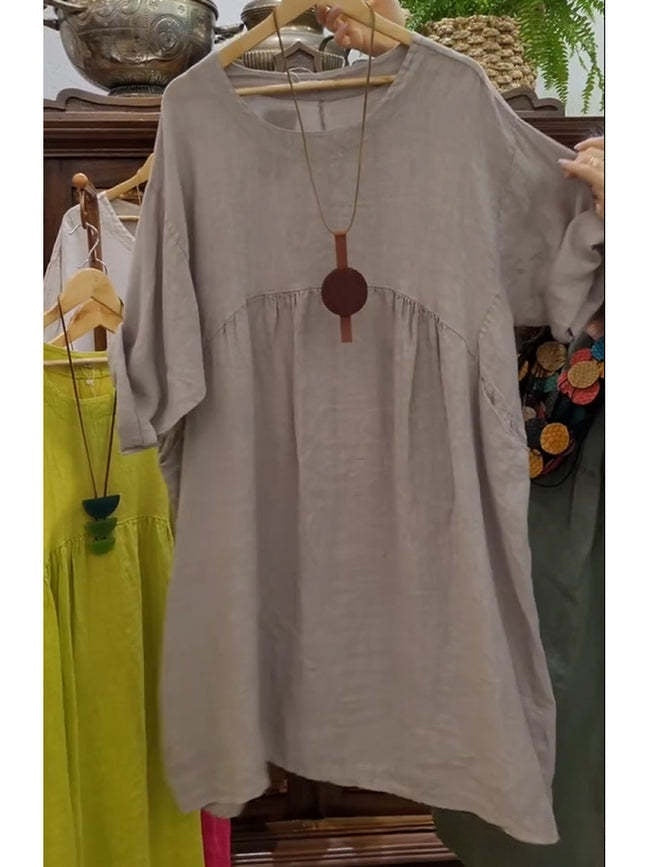Cotton And Linen Womens Summer New Vintage Dress - T&A enterprises