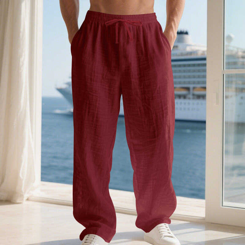 Linen Solid Color American Autumn Weiyi Casual Men&