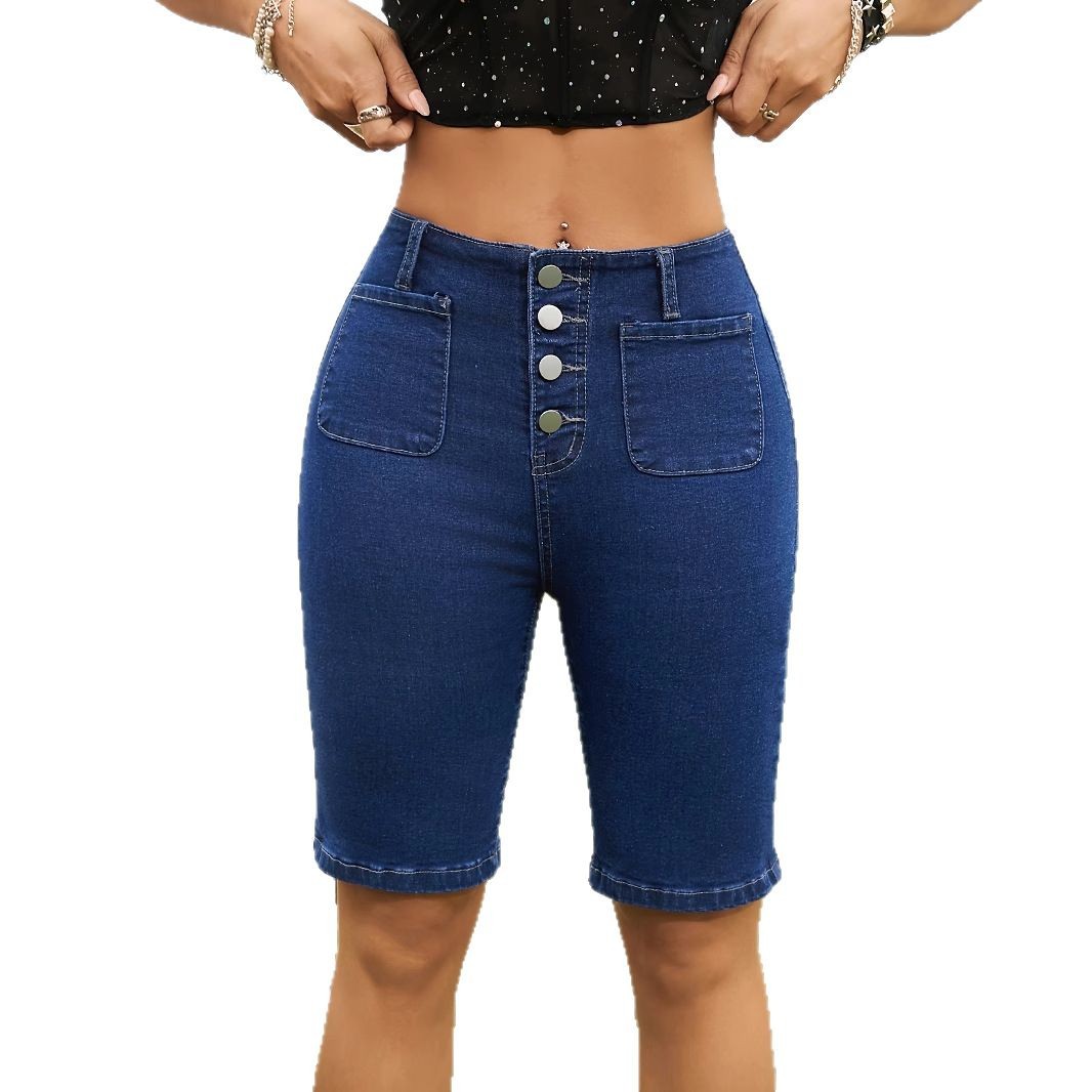 Casual Summer Button-Fly Stretch Denim Shorts - T&A enterprises