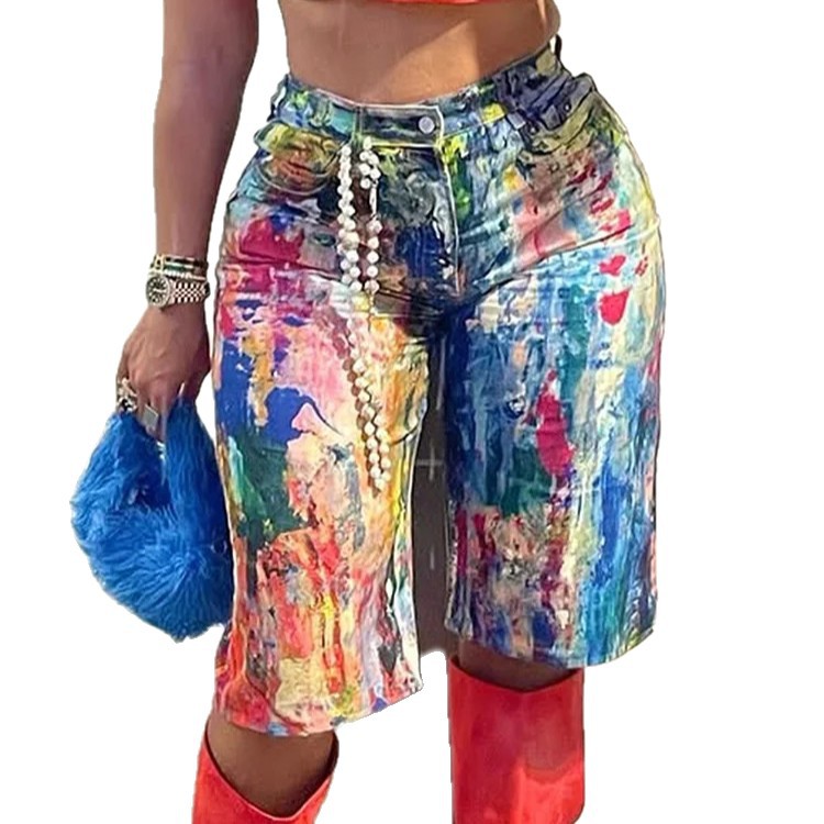 Fashionable Casual Straight-leg Pants Painted Shorts - T&A enterprises