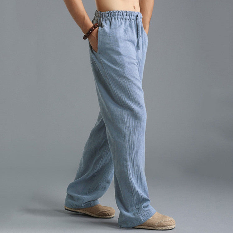 Linen Leisure Trousers - Versatile Khaki, Black, Blue & White - T&A enterprises