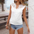 V-Neck Lace-trimmed Patchwork Sleeveless Pullover T-Shirt For Women - T&A enterprises