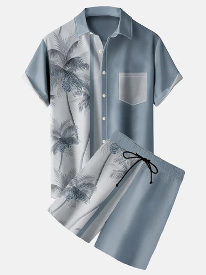 Lapel 3D Printed Casual Slim-fitting Type Short Sleeve Shirt Outfit - T&amp;A enterprises