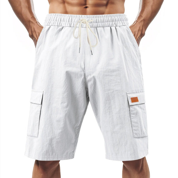 Loose Sports And Leisure Solid Color Linen Drawstring Shorts - T&amp;A enterprises