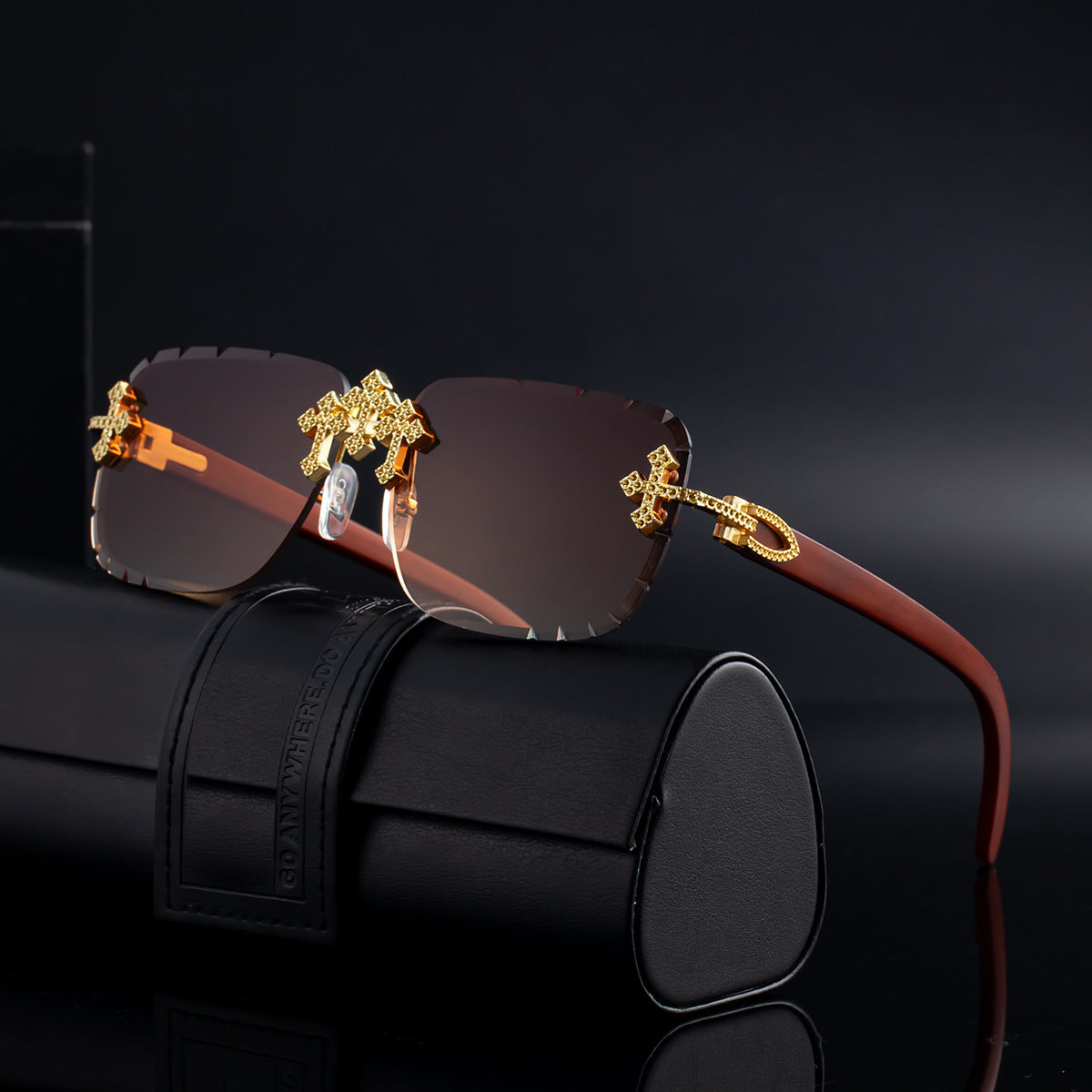 European And American Retro Frameless Mens Diamond Sunglasses - T&amp;A enterprises