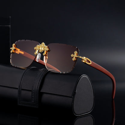 European And American Retro Frameless Mens Diamond Sunglasses - T&amp;A enterprises