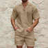 Men Tracksuits Summer Fashion Solid Loose Casual Two Pieces Lapel Button Shirt Shorts Beach Holiday All-match Outfits Male - T&A enterprises