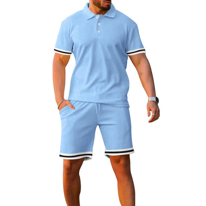Lapel Short-sleeved Shorts Two-piece Sports And Leisure Men&