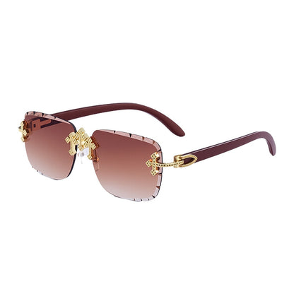 European And American Retro Frameless Mens Diamond Sunglasses - T&amp;A enterprises