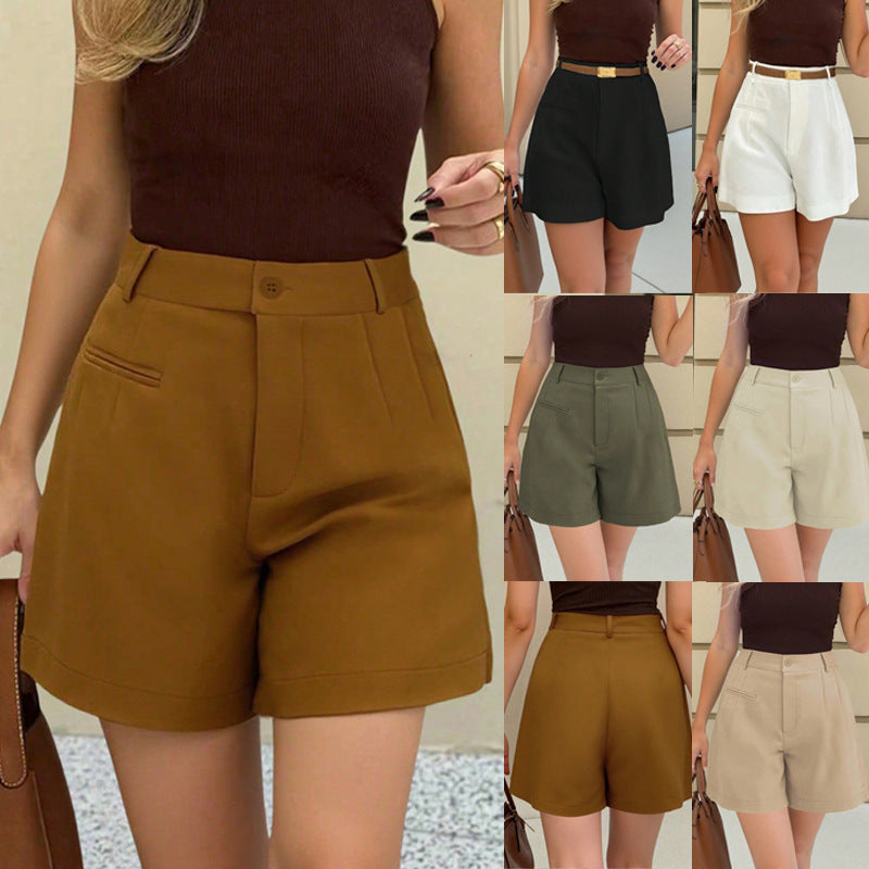 Fashionable Casual High-Waist Loose Straight-Leg Pants Womens Shorts - T&amp;A enterprises