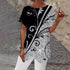 2026 European And American Summer Cross-border New Style Geometric Print Loose Short-sleeved T-shirt With Asymmetrical Hem - T&A enterprises