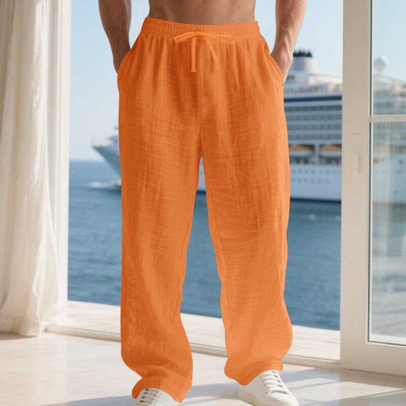 Linen Solid Color American Autumn Weiyi Casual Men&