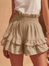 Fashionable Cinched Waist Ruffle Trim Casual Shorts - T&A enterprises
