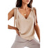 Bowknot Tie Up Camisole V-neck Shirts Women Summer Sleeveless Tank Tops - T&A enterprises