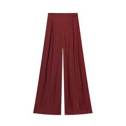 HH Women Elegant Pants Suit Dew Shoulder Golden Button Sleeveless Solid Short Top+Pleated High-Waisted Wide Leg Long Pant - T&amp;A enterprises