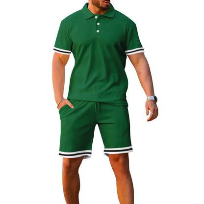 Lapel Short-sleeved Shorts Two-piece Sports And Leisure Men&