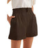 Solid-color Casual Shorts With Elastic Waistband - T&A enterprises