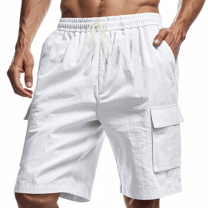 Loose Sports And Leisure Solid Color Linen Drawstring Shorts - T&amp;A enterprises