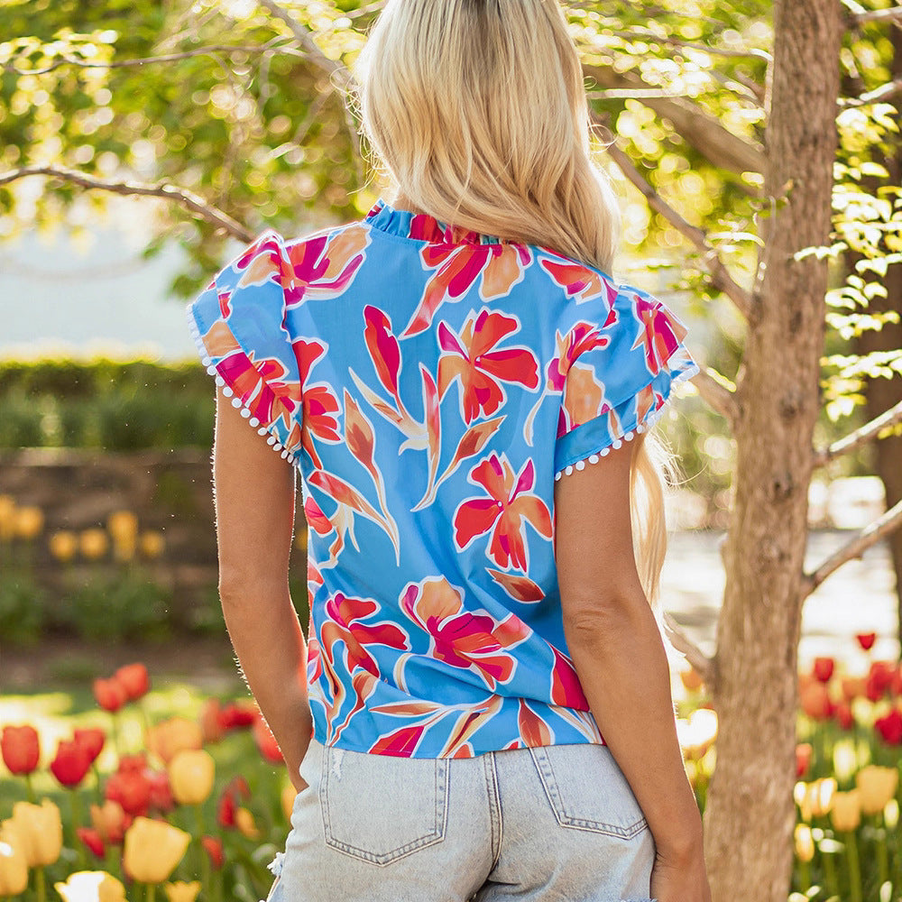 Versatile Ruffle-Trimmed Short-Sleeve T-Shirt For Women - T&amp;A enterprises