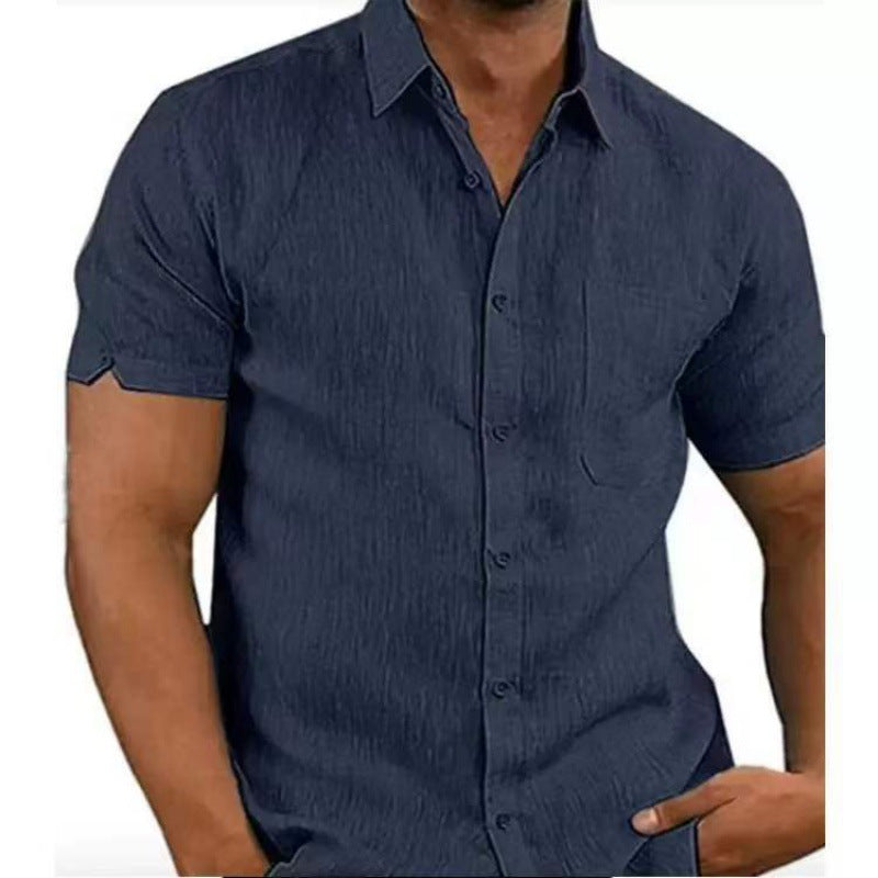 Men Short Sleeve Summer Solid Shirts Casual Loose Tops Tee - T&amp;A enterprises