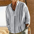 Striped Stand Collar Slub Linen Casual Shirt For Men - T&A enterprises