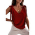 Bowknot Tie Up Camisole V-neck Shirts Women Summer Sleeveless Tank Tops - T&A enterprises
