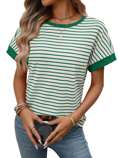 Casual Crew-Neck Patchwork Short-Sleeve T-Shirt - T&amp;A enterprises