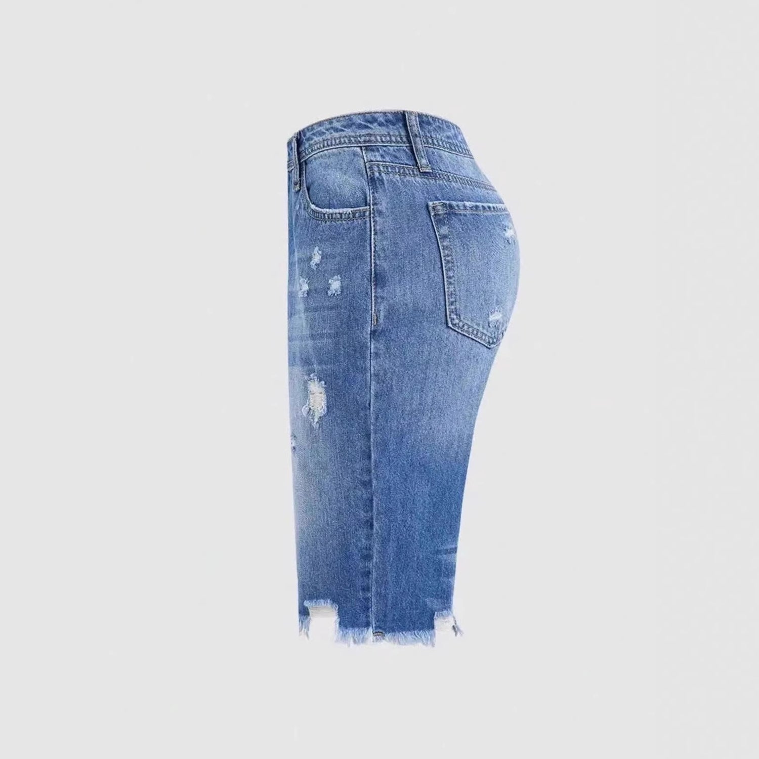 Casual Mid-Length Ripped Denim Shorts - T&amp;A enterprises