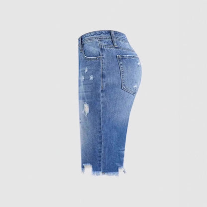Casual Mid-Length Ripped Denim Shorts - T&amp;A enterprises