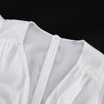 White Corset Puff Sleeve Mini Dress - T&amp;A enterprises