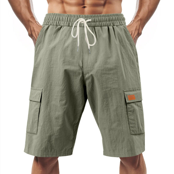 Loose Sports And Leisure Solid Color Linen Drawstring Shorts - T&amp;A enterprises