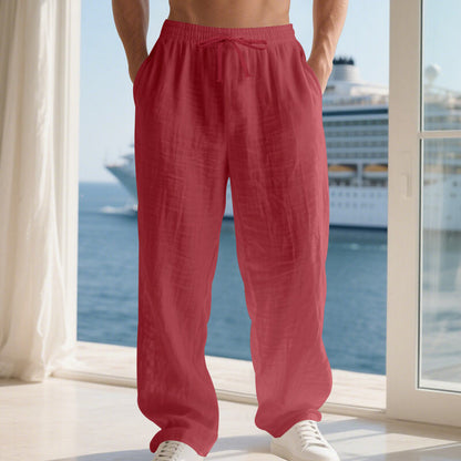 Linen Solid Color American Autumn Weiyi Casual Men&