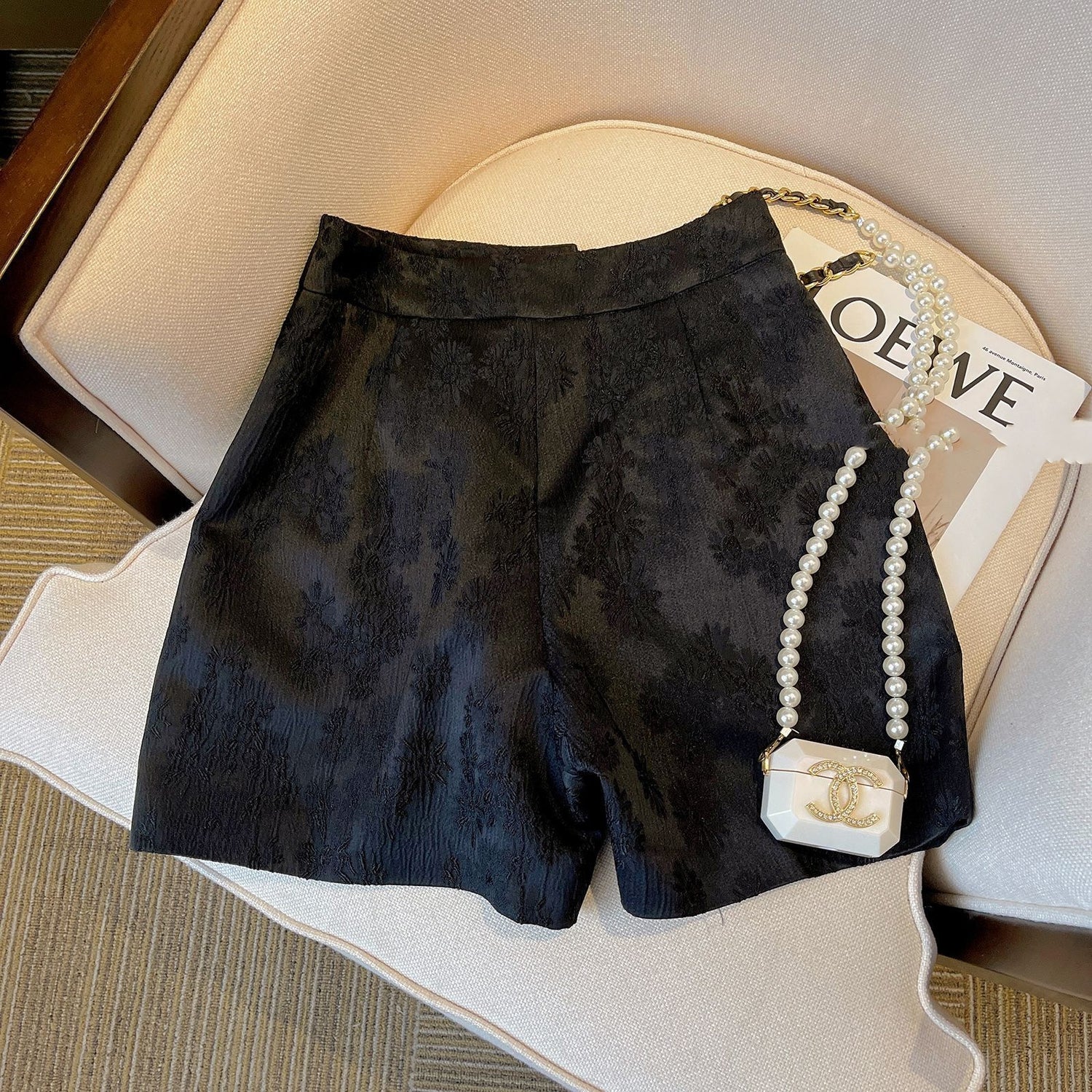 Chanel-style Black Jacquard Suit Shorts For Women - T&amp;A enterprises