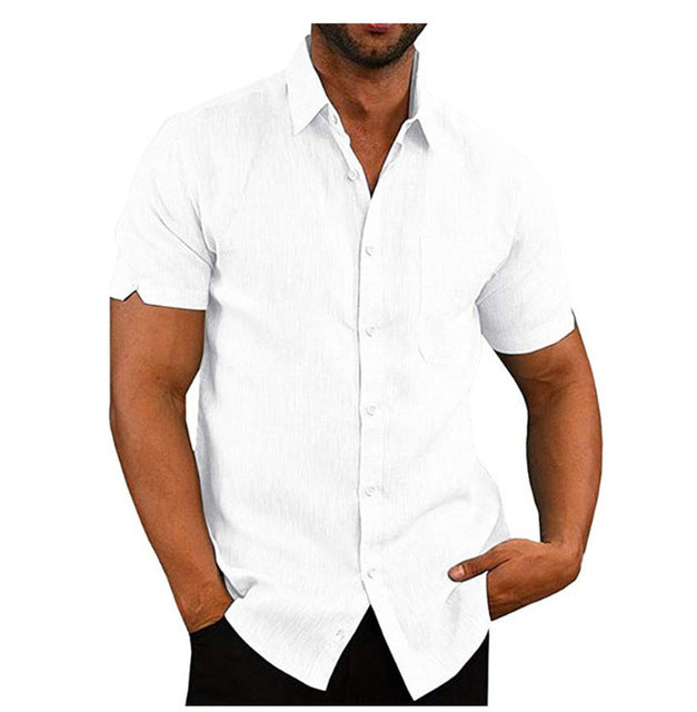 Men Short Sleeve Summer Solid Shirts Casual Loose Tops Tee - T&amp;A enterprises