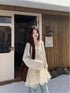 3D Floral Mesh Splicing Knitted Sweater Coat Women&