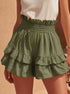 Fashionable Cinched Waist Ruffle Trim Casual Shorts - T&A enterprises