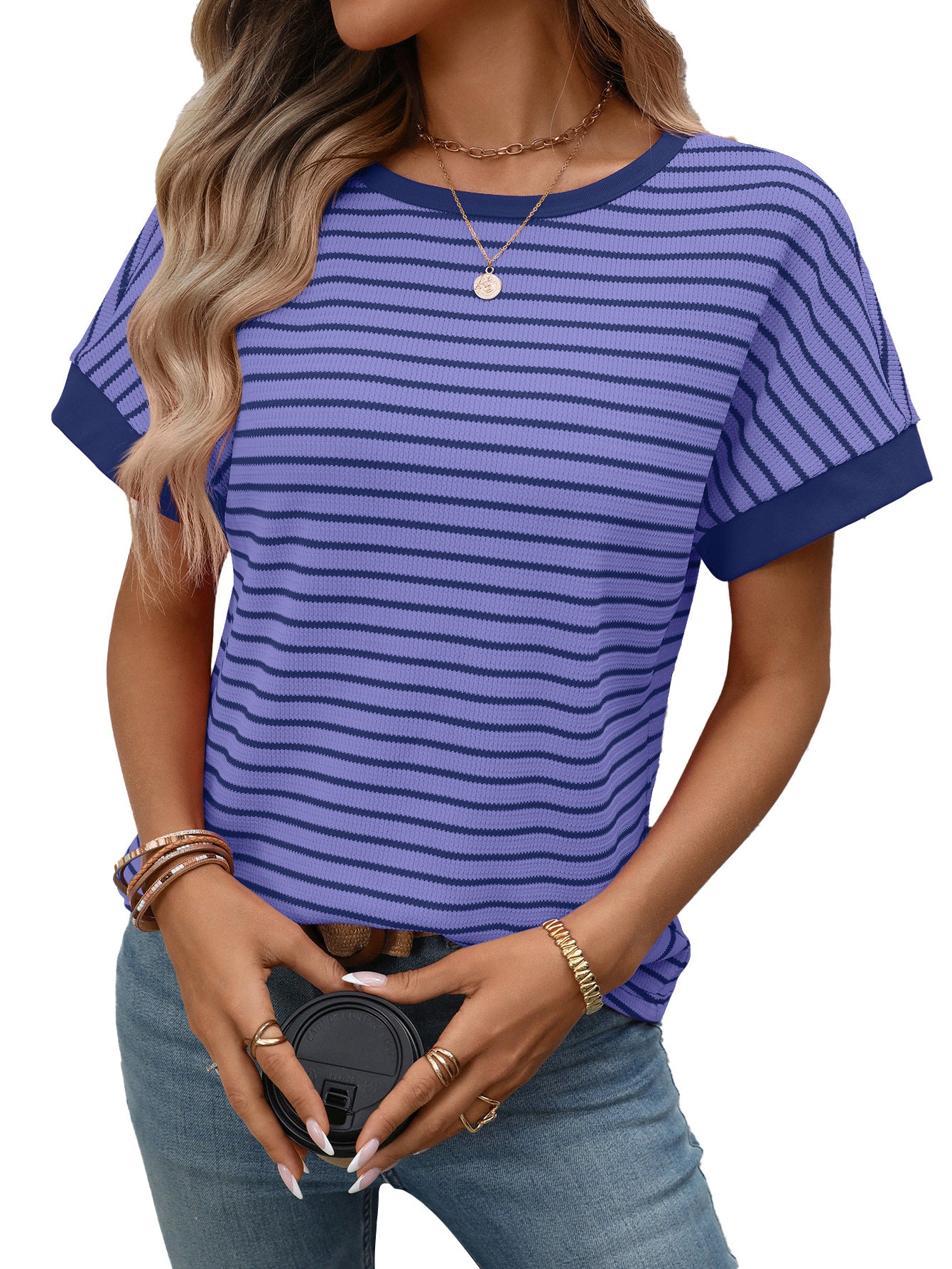 Casual Crew-Neck Patchwork Short-Sleeve T-Shirt - T&amp;A enterprises