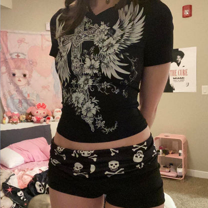 American-style Streetwear Athletic Skull Biker Shorts - T&amp;A enterprises