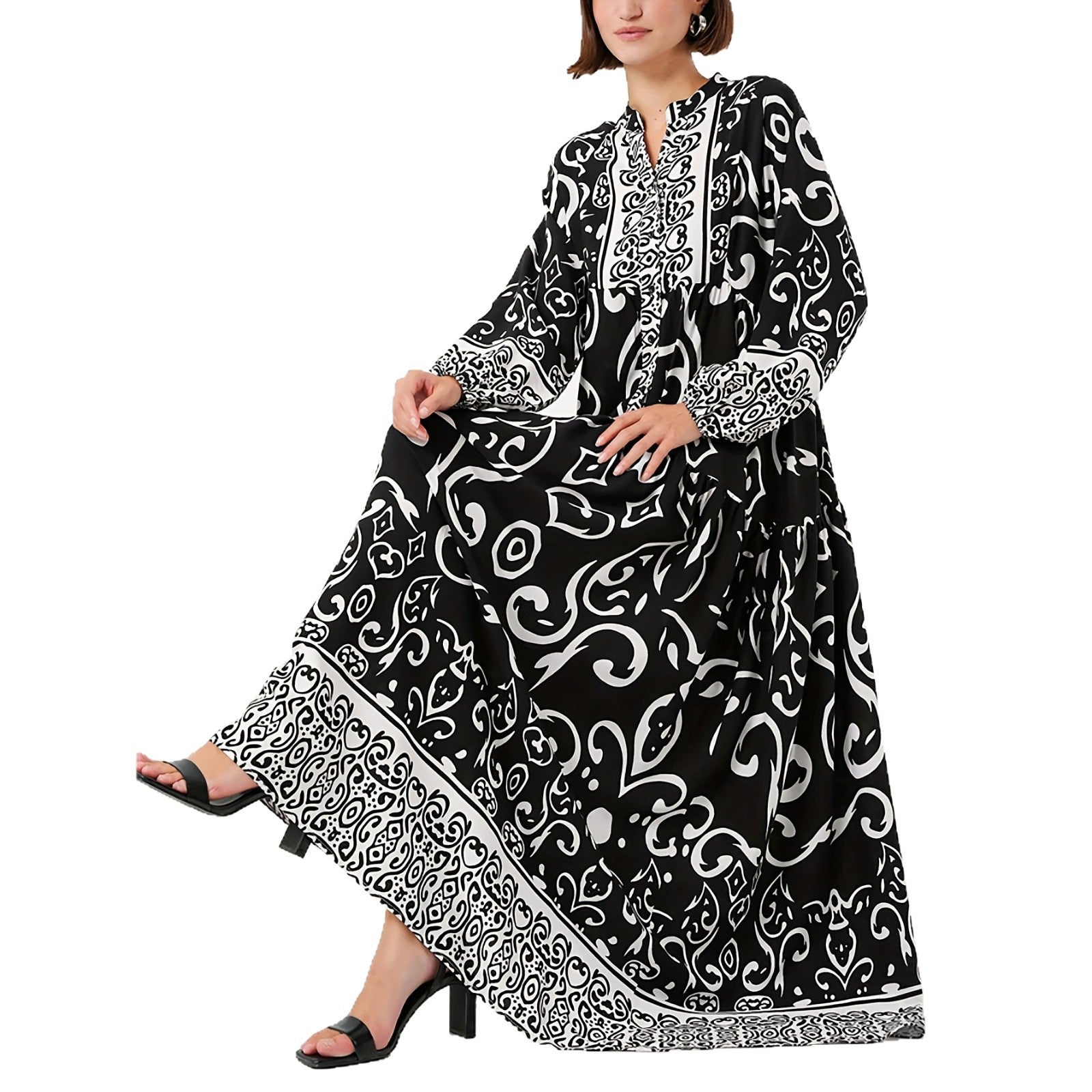 Elegant Loose-fitting Black Robe For Women - T&amp;A enterprises