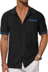 Short-sleeved Shirt Pocket Hollow Breathable Cool Summer Men&