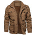 Winter Zip-up Coat Warm Thickened Detachable Hooded Jacket Multi-pocket  Button Drawstring Long Sleeve Tops Men&