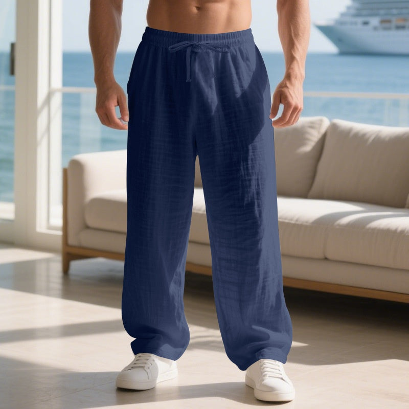 Linen Solid Color American Autumn Weiyi Casual Men&